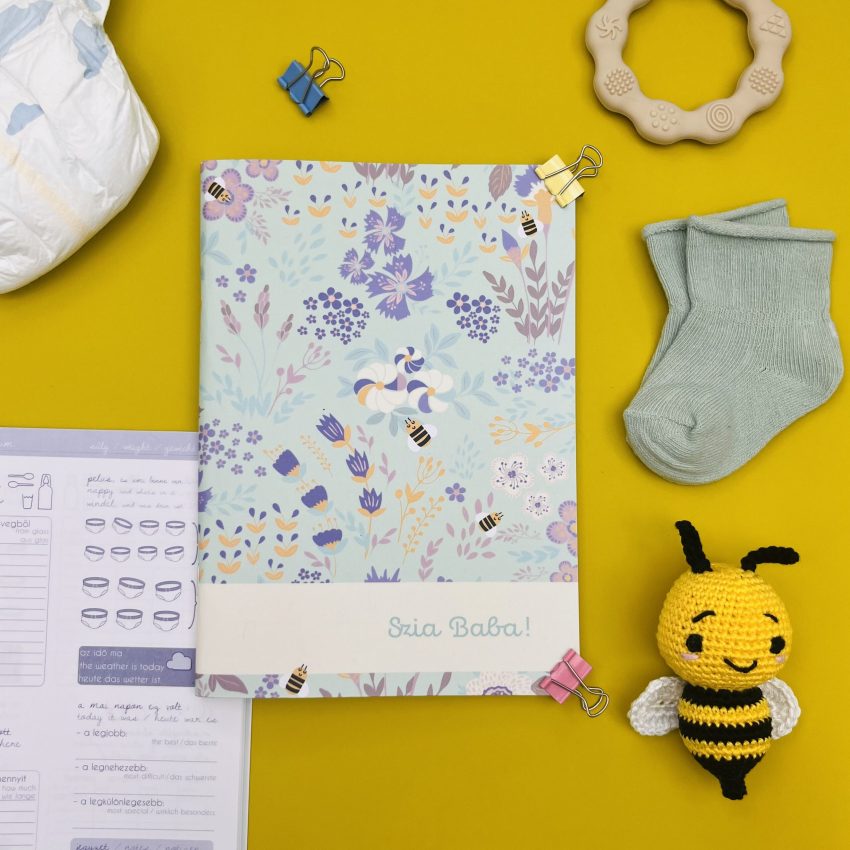 szia baba maxi babanapló komplett csomag lilanyomatos nyári rét